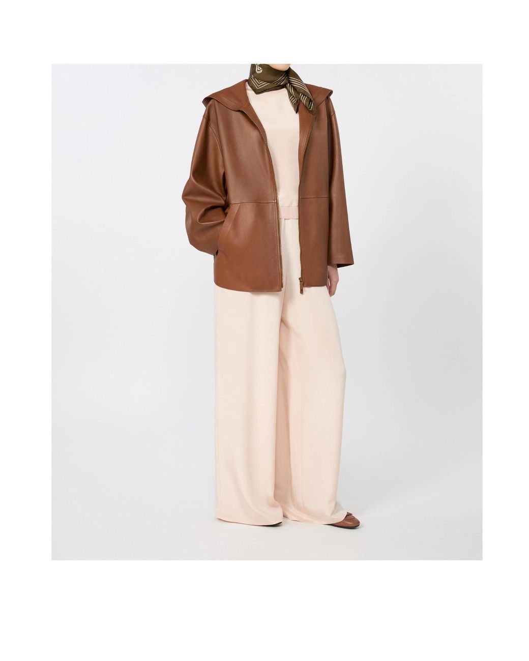Max Mara Brown Mxmacinoso Zip-Up Hooded Jacket