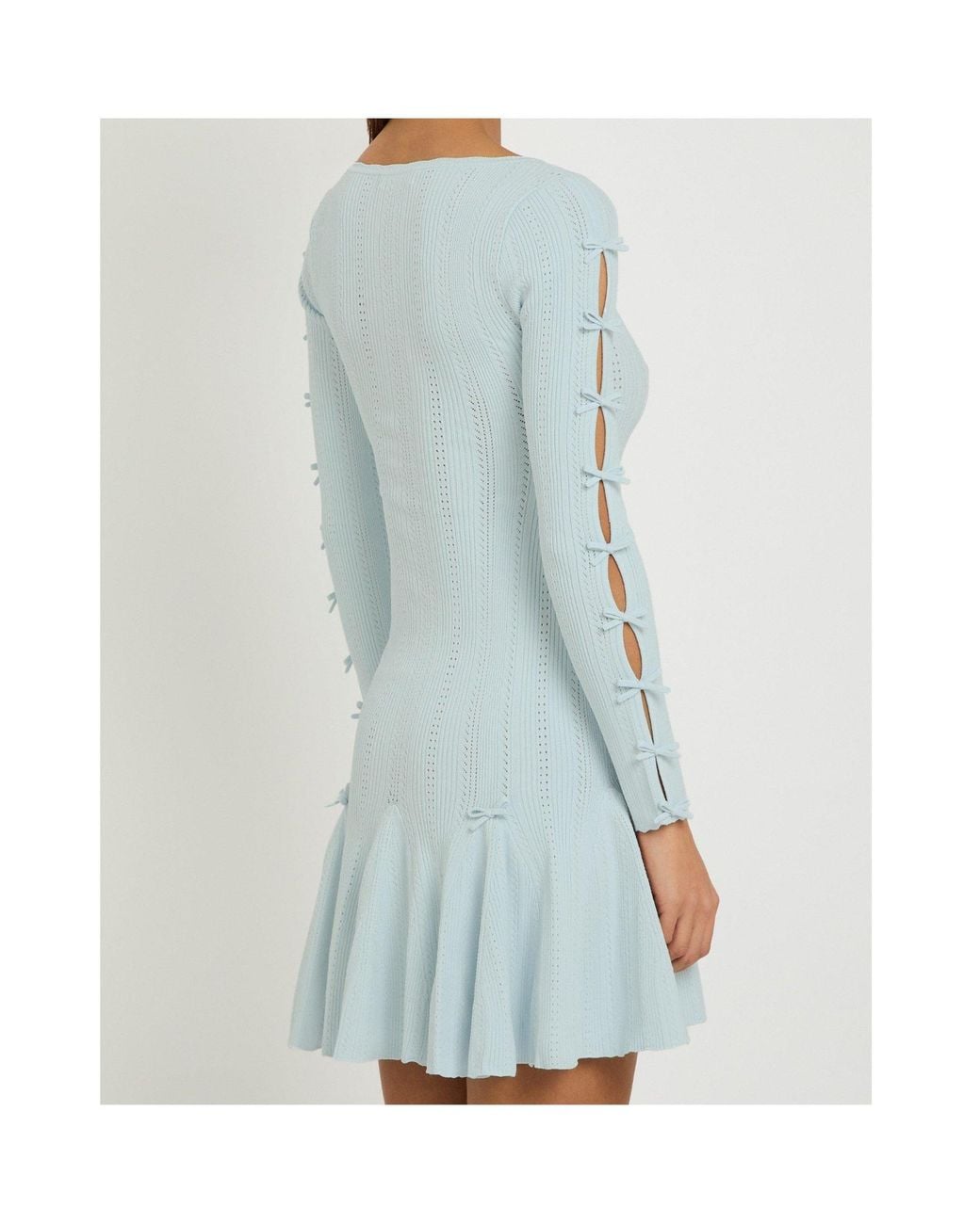 LoveShackFancy Blue Cut-Out Long-Sleeve Mini Dress