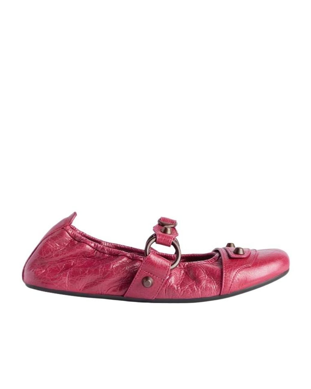 Balenciaga Pink Buckle Detailed Flat Shoes