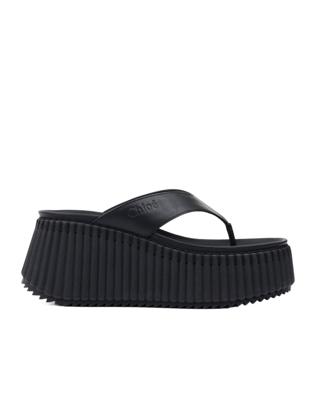 Chloé Black Platform Ridged-Sole Sandals