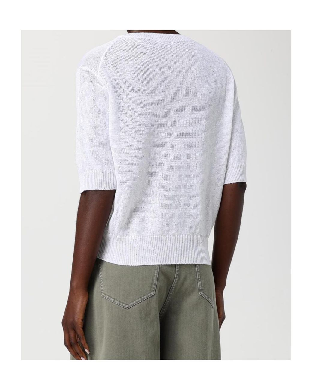Brunello Cucinelli White Sequin Sweater