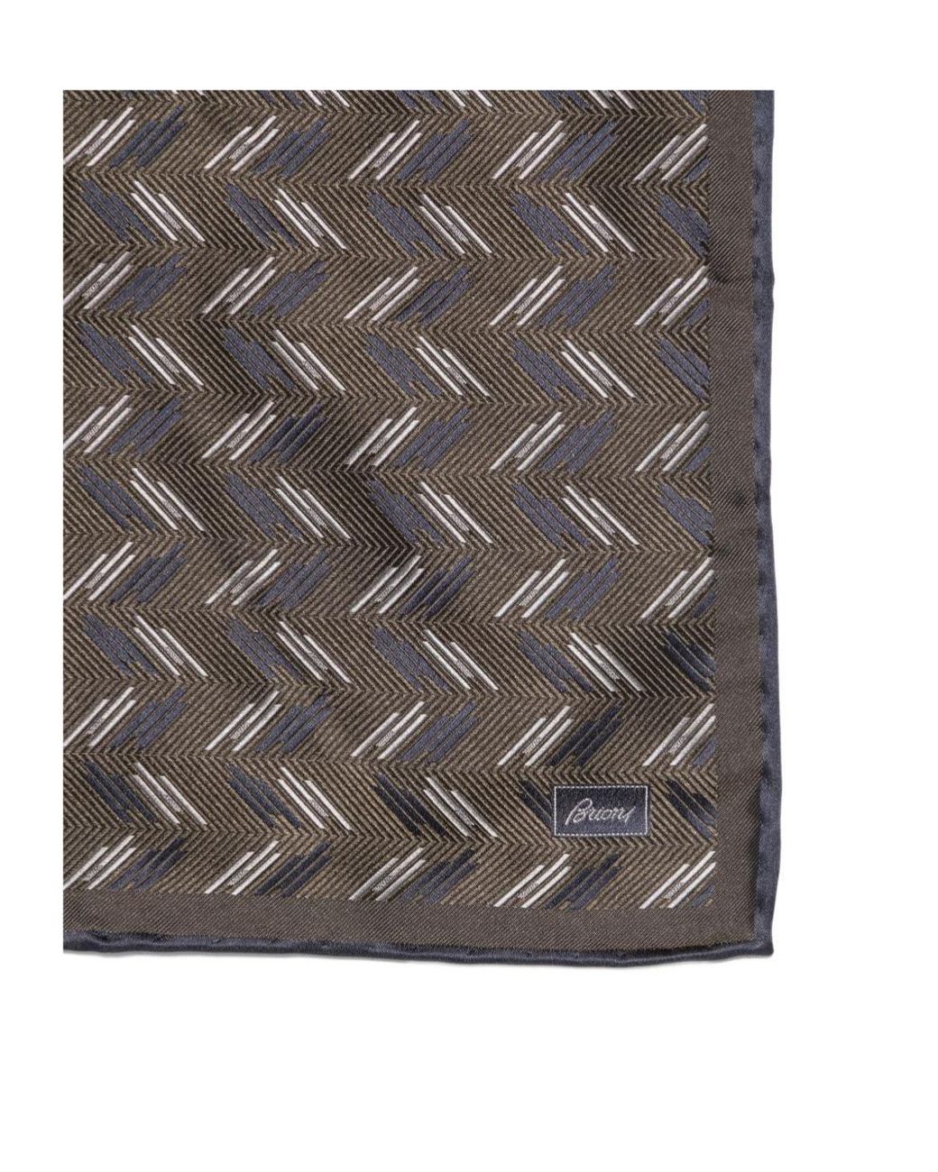 Brioni Gray Printed Square Scarf for men