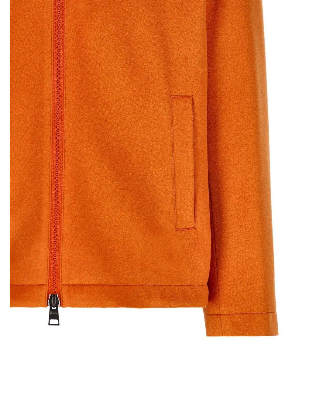Herno Orange Zipped Hooded Drawstring Padded Jacket for men