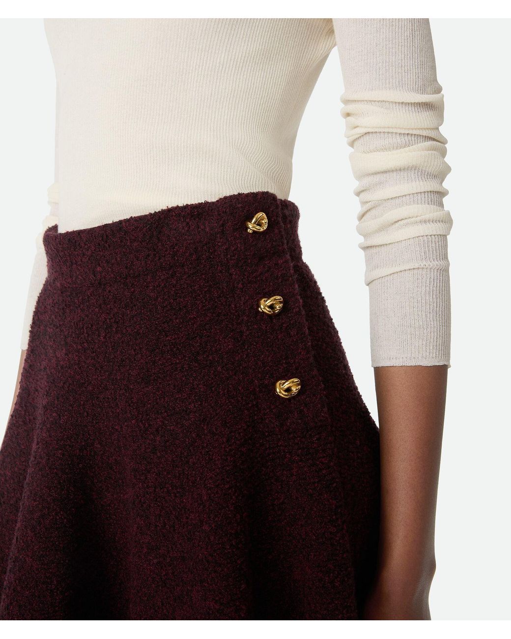 Bottega Veneta Red Wool Bouclé Skirt