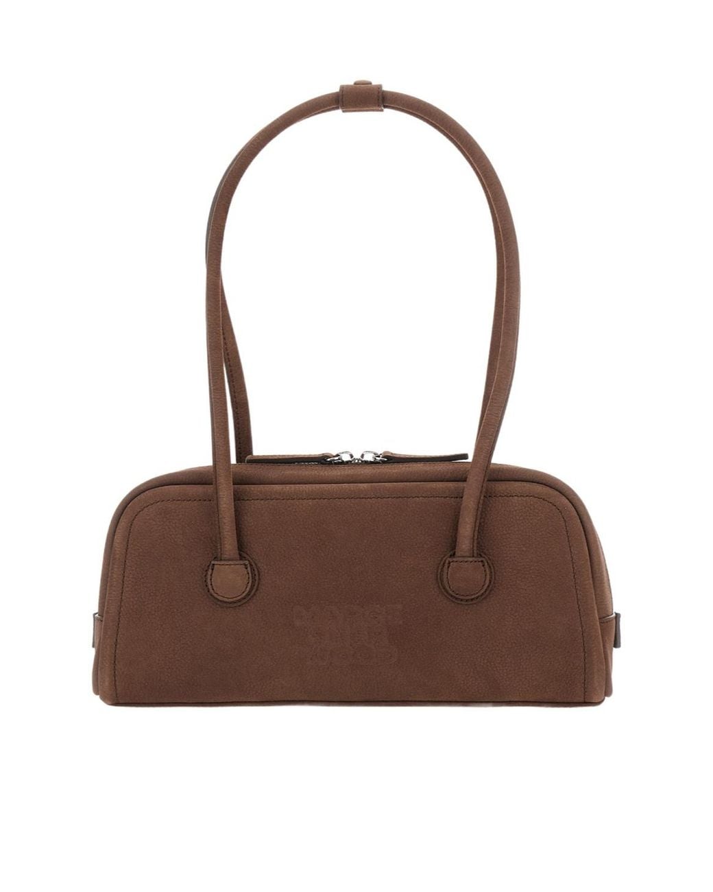 MARGE SHERWOOD Brown Embossed Flap Shoulder Bag