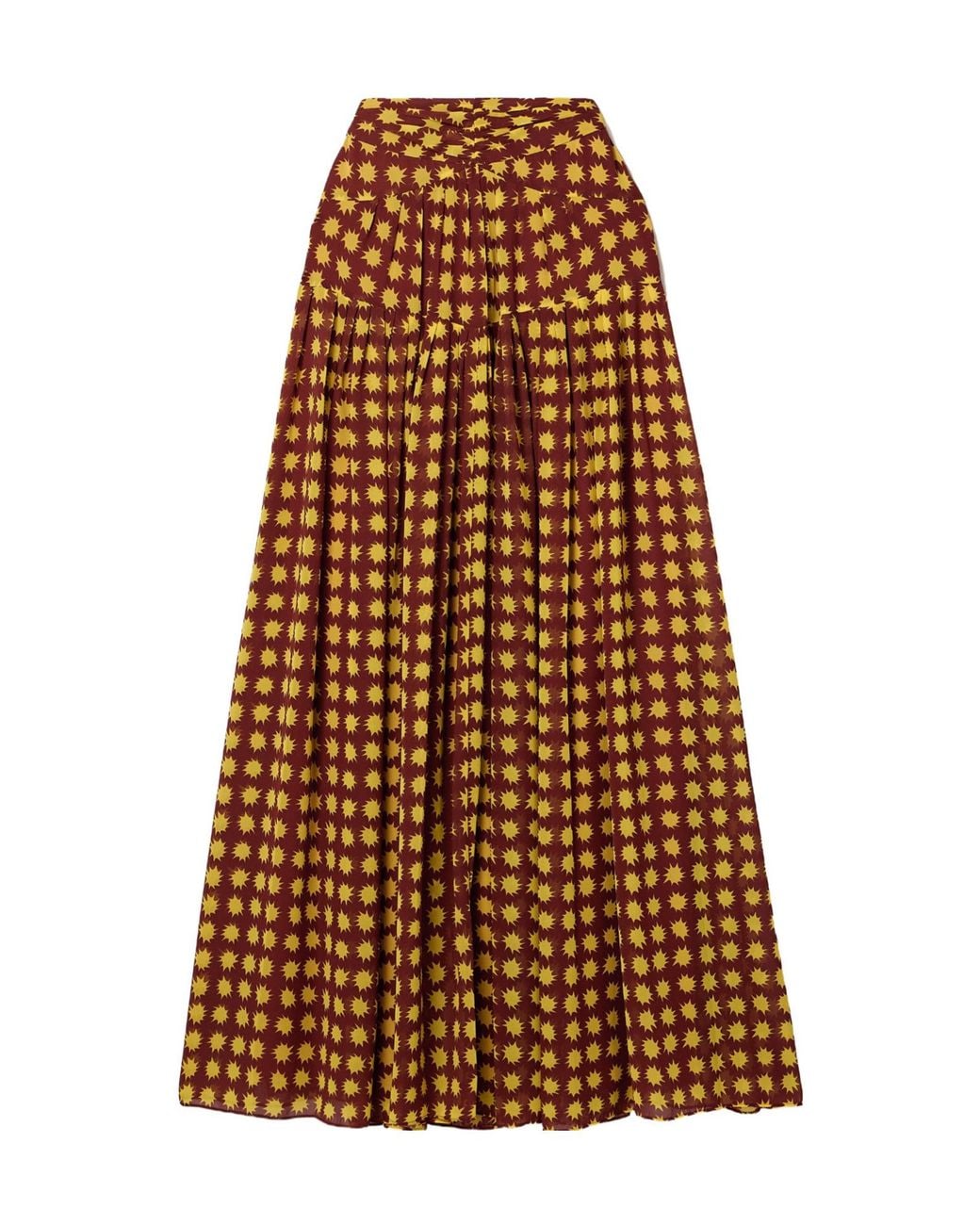 Diane von Furstenberg Brown Amira Gathered Printed Recycled-Chiffon Maxi Skirt