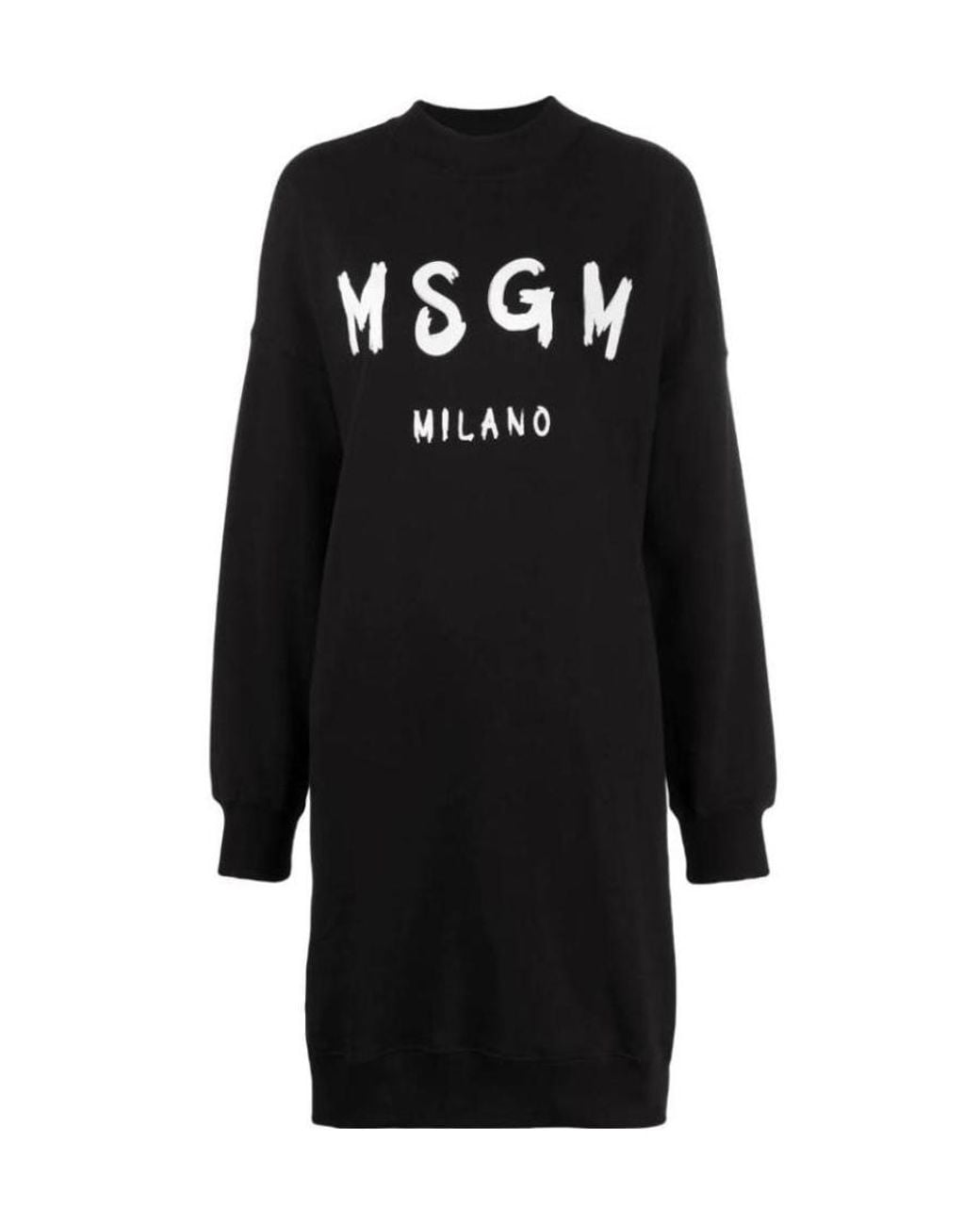 MSGM Black Logo Printed Dress