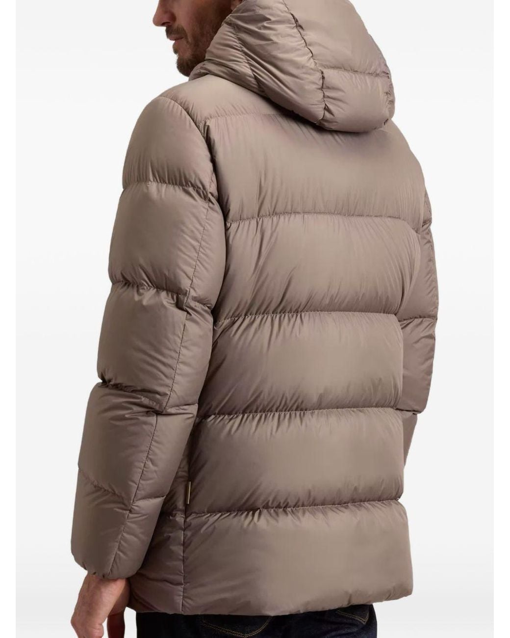 Woolrich Brown Cloud Quilted Hooded Jacket for men