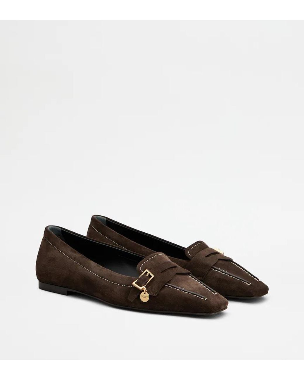 Tod's Brown Buckle-Detail Contrast-Stitch Loafers
