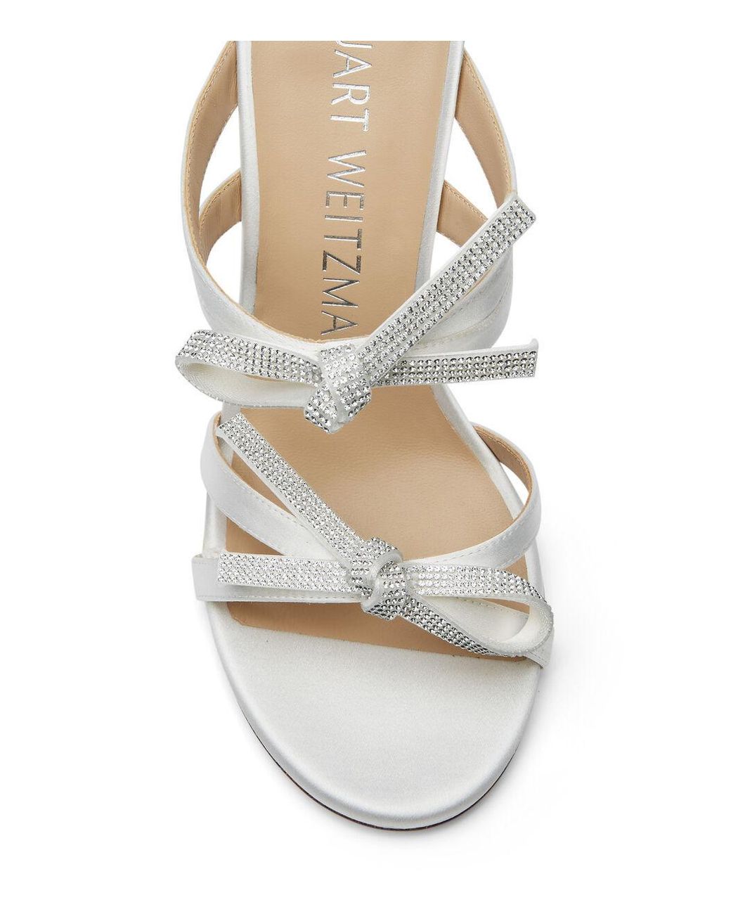 Stuart Weitzman White 110Mm Sw Bow Crystal Embellished Sandals