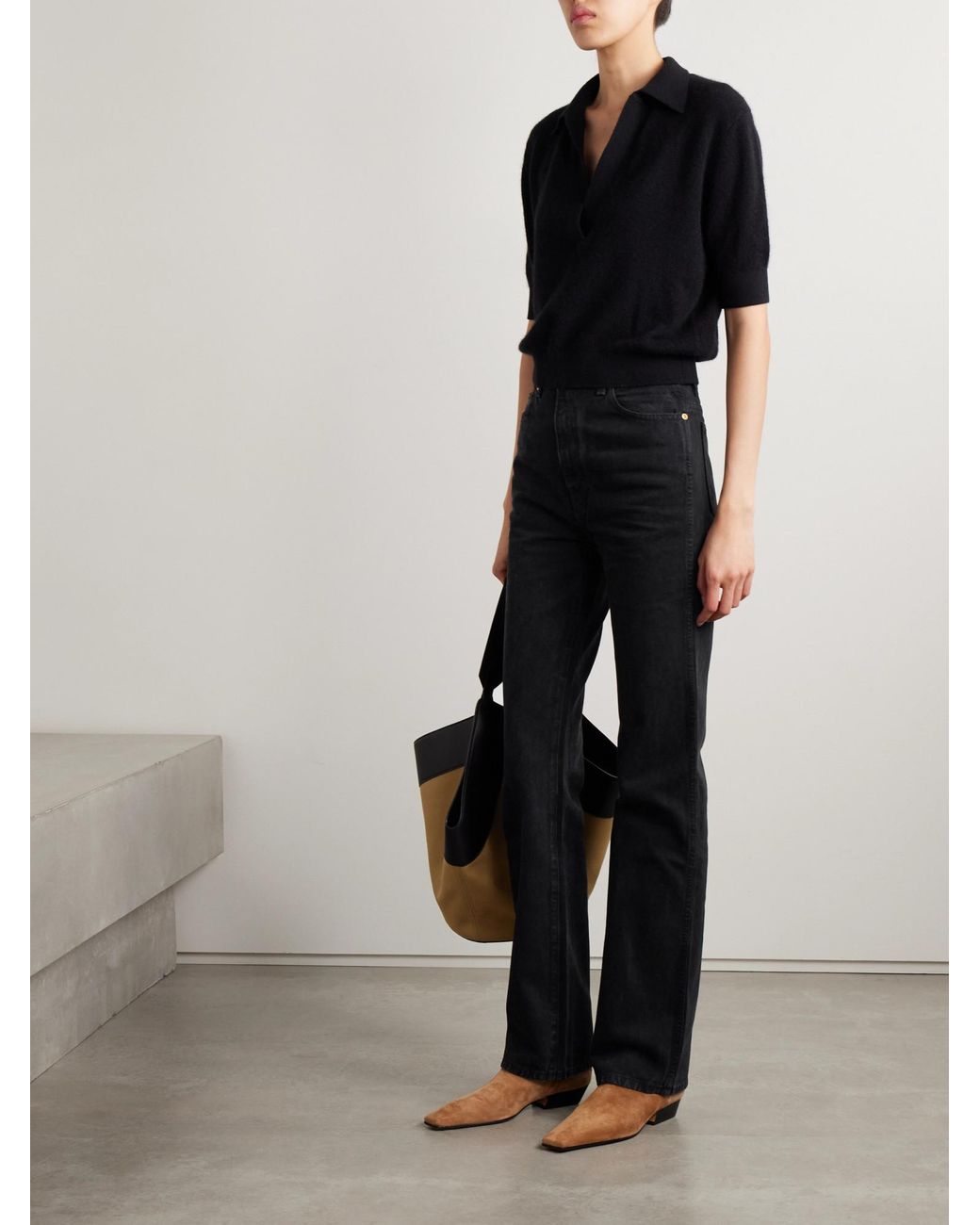 Khaite Black High-Rise Slim-Leg Jeans