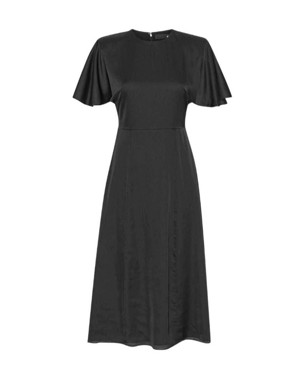 ROTATE BIRGER CHRISTENSEN Black Round Neck Short Sleeve Dress