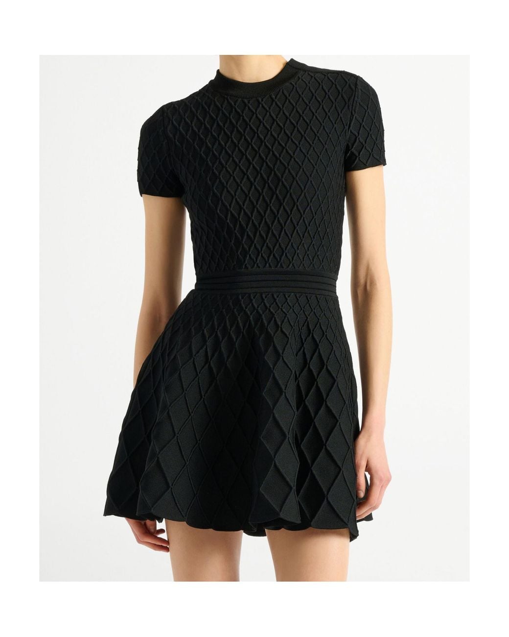 Balmain Black Knitted Flared Mini Dress