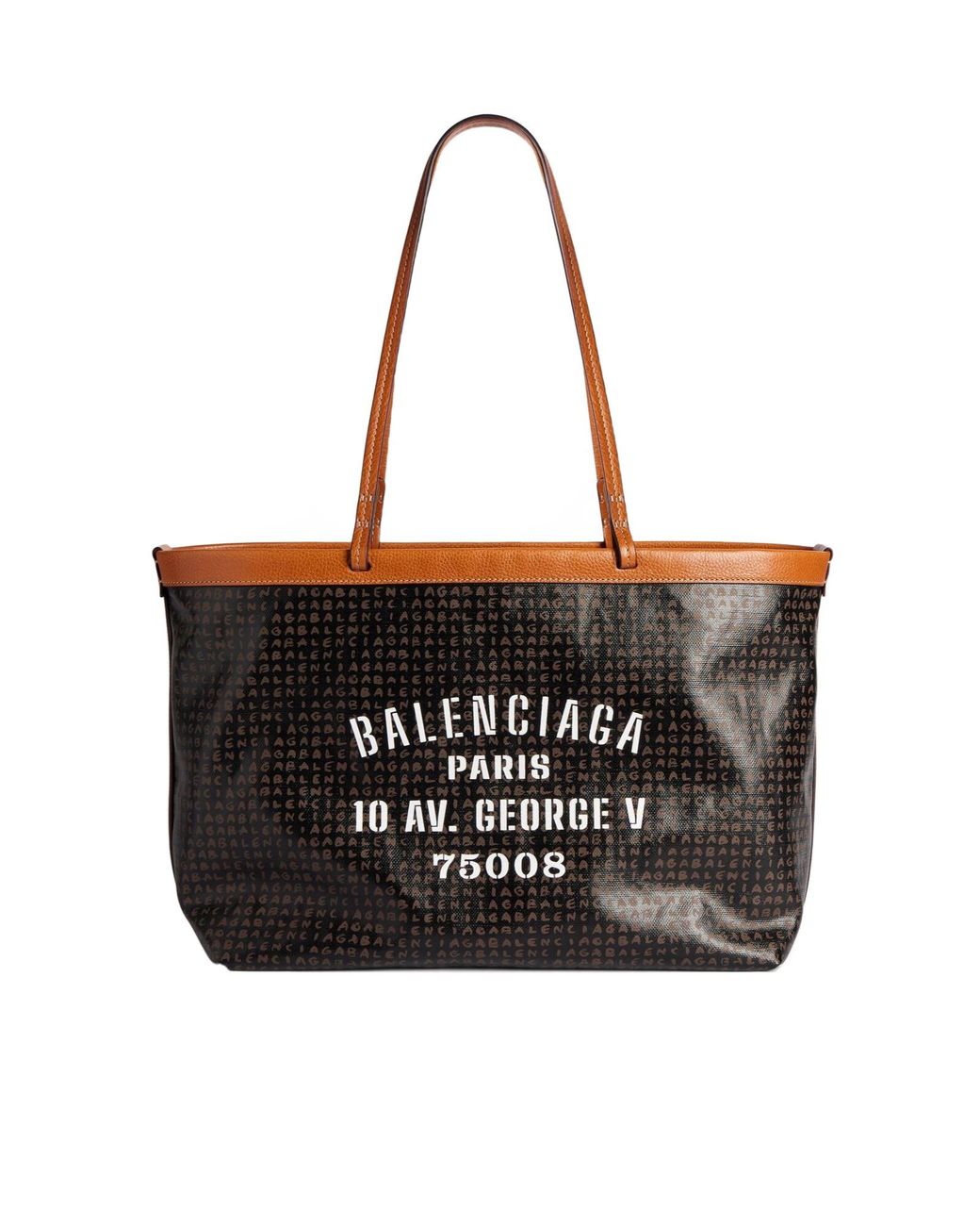 Balenciaga Black Logo Print Monogram Tote Bag