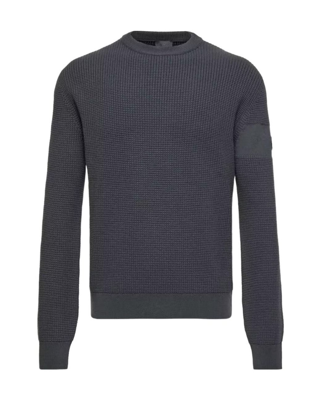 Moncler Blue Logo Patch Crewneck Jumper for men