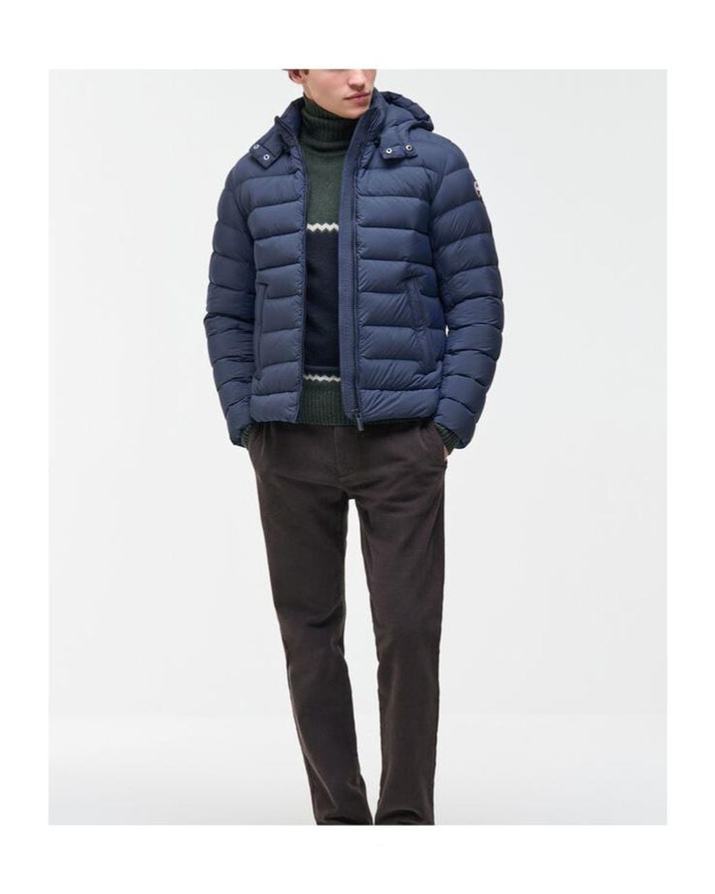 Colmar Blue Down Jacket With Detachable Hood for men