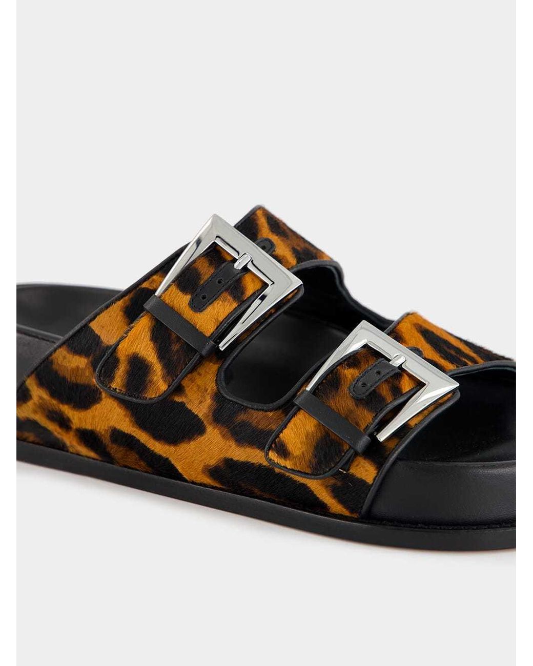 Paris Texas Brown Leopard-Print Flat Sandals