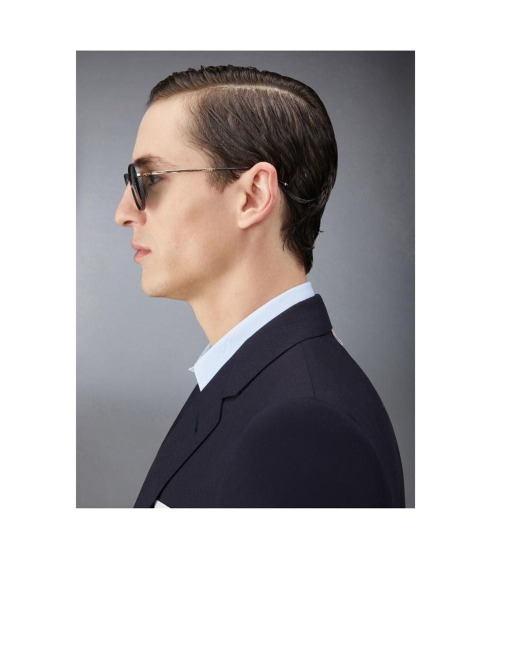Thom Browne Blue Eyewear Round Frame Sunglasses for men