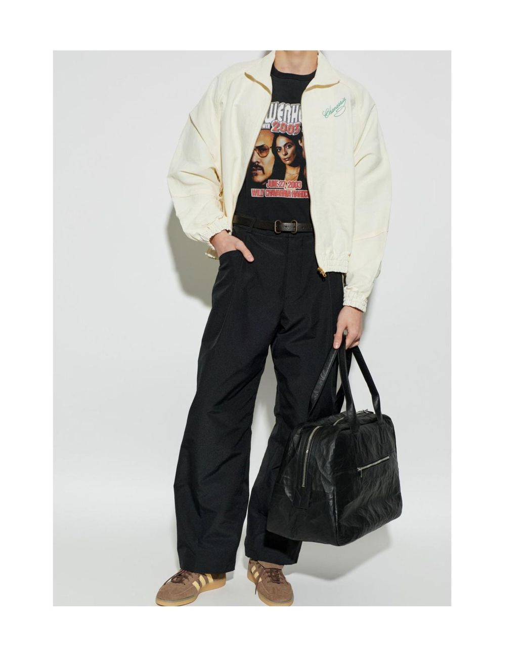 Willy Chavarria Black Wide Leg Pleated Pants for men