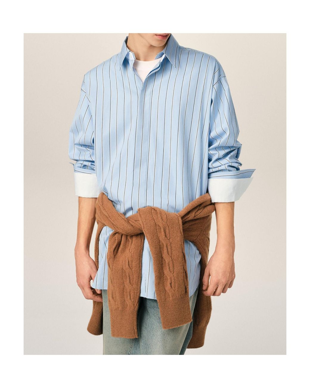 AMI Blue Ami Oversized Striped Shirt for men