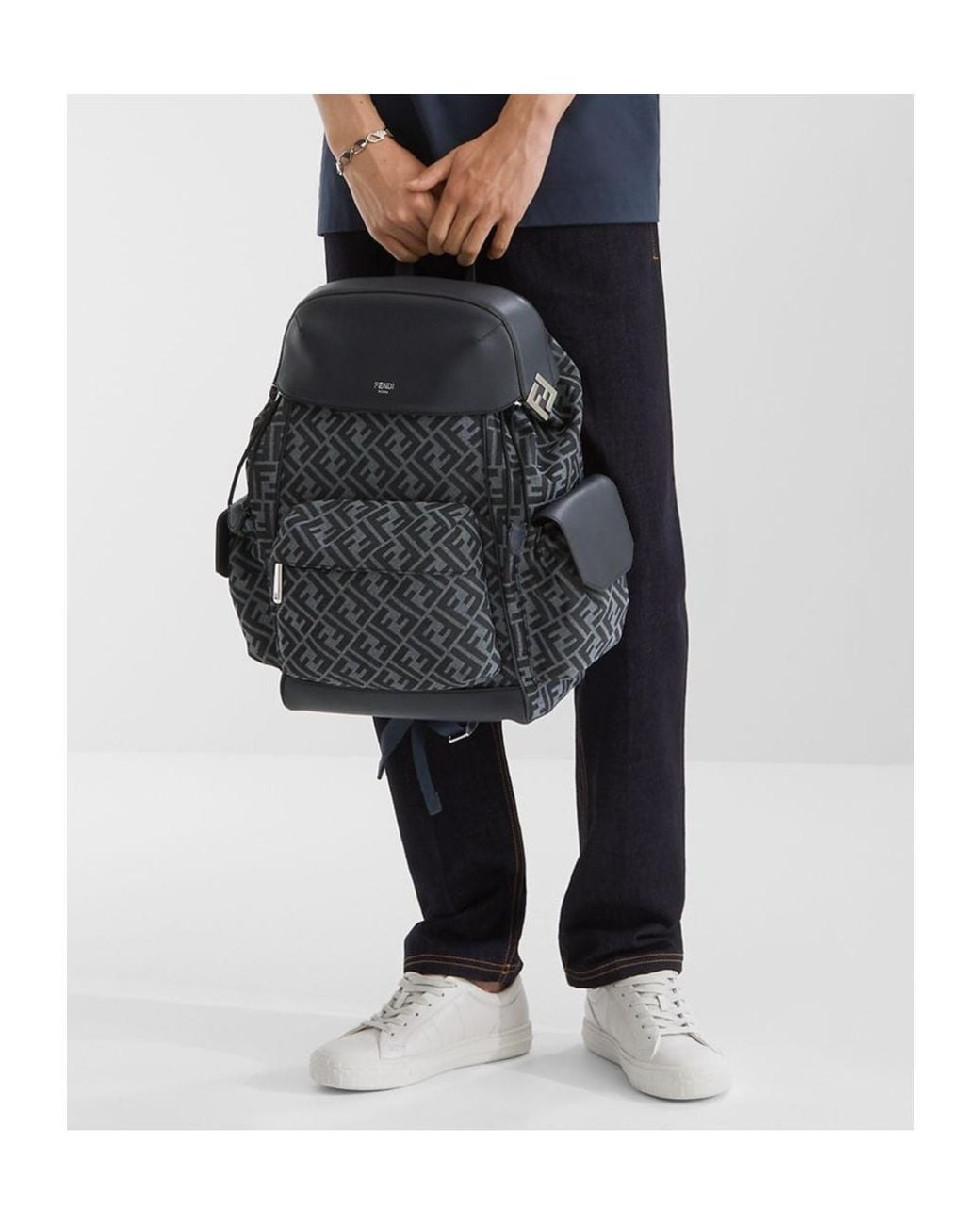 Fendi White Domino Low-Top Sneakers for men