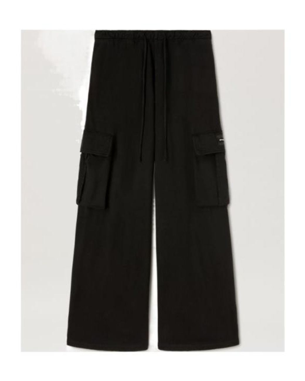 Palm Angels Black Wide Leg Drawstring Cargo Pants for men