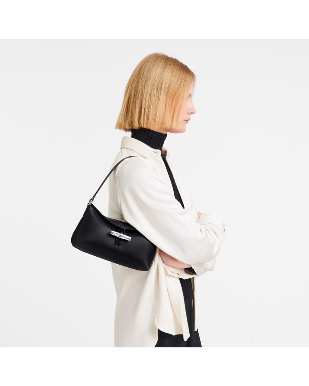 Longchamp Black Small Le Roseau Shoulder Bag