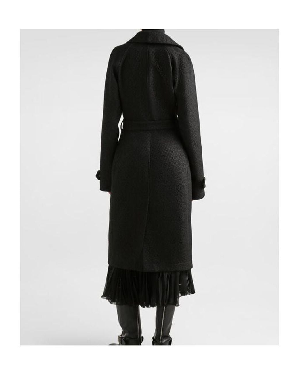Dolce & Gabbana Black Tweed Trench Coat