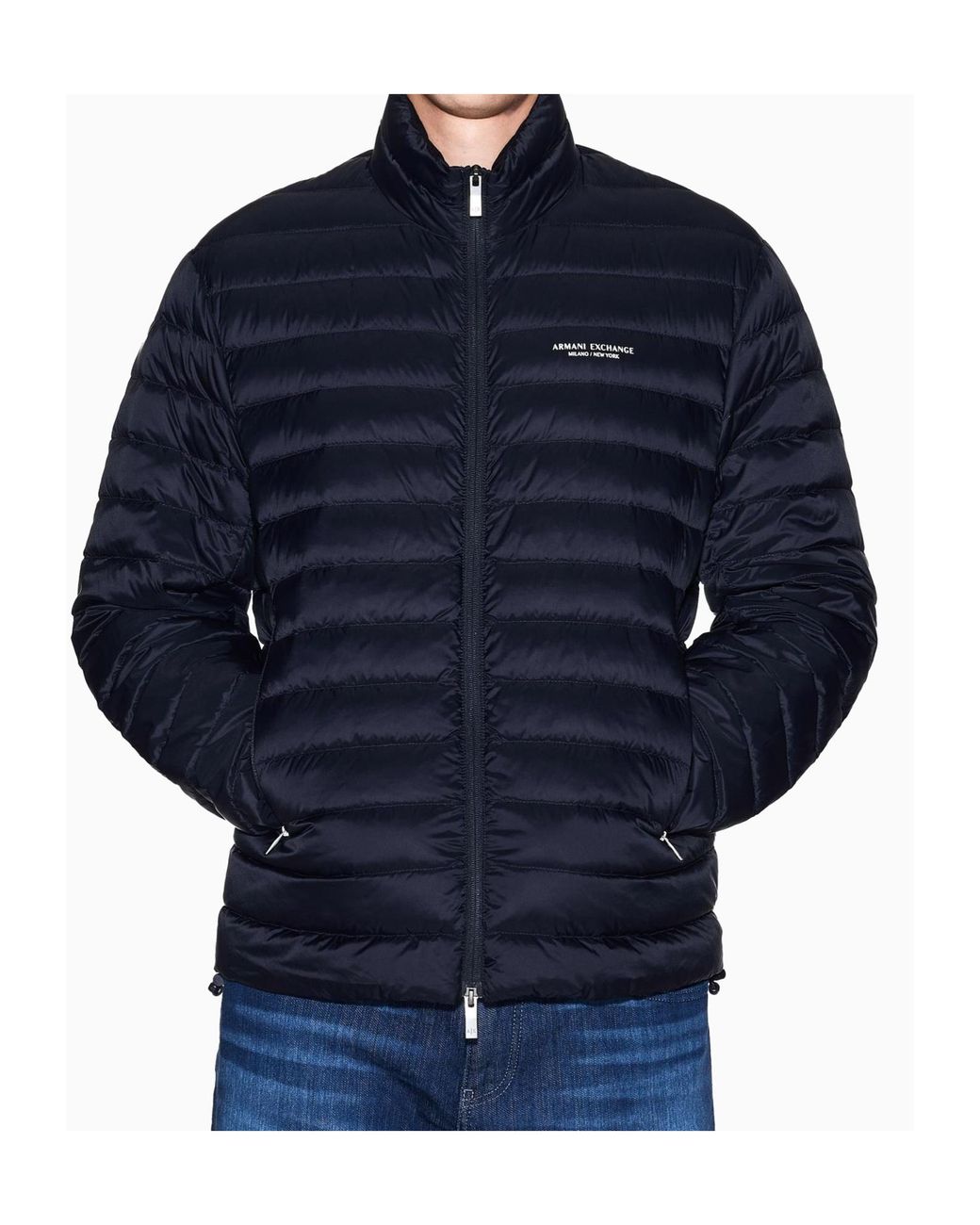 ARMANI EXCHANGE Blue Zipper Down Jacket for men