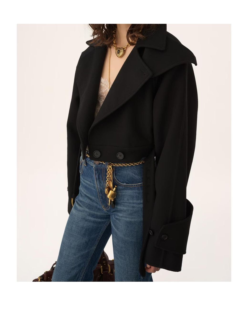 Chloé Black Chloé Double-Face Cropped Coat