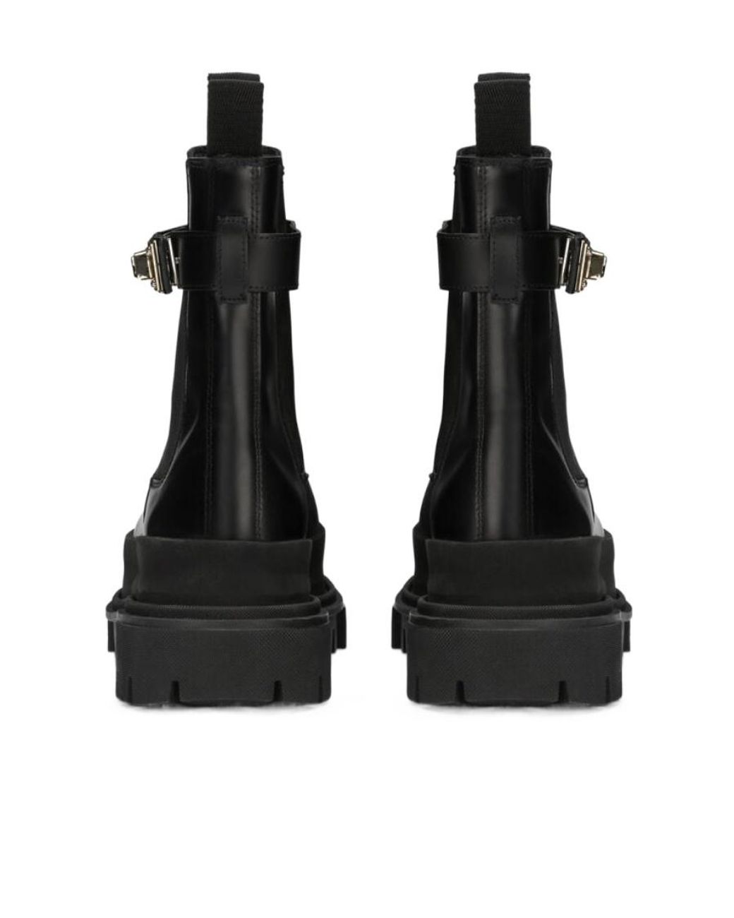 Dolce & Gabbana Black Logo Plaque Round-Toe Boots