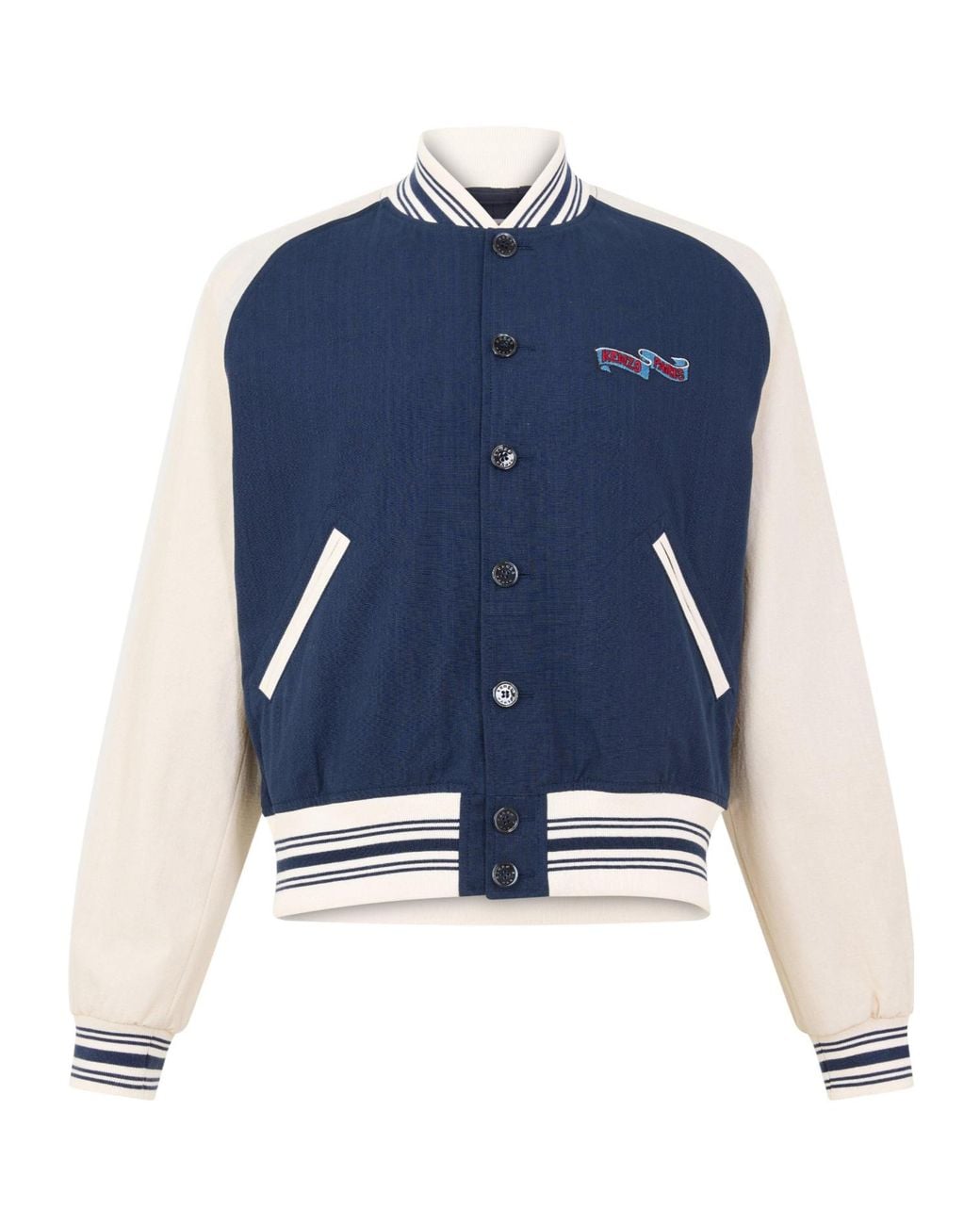 KENZO Blue Color-Block Varsity Jacket for men