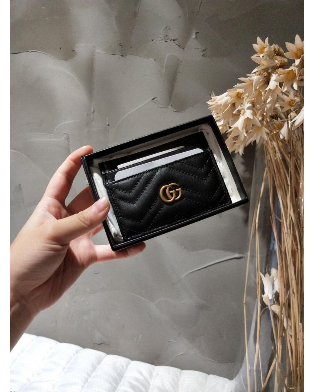 Gucci Black Gg Marmont Card Case
