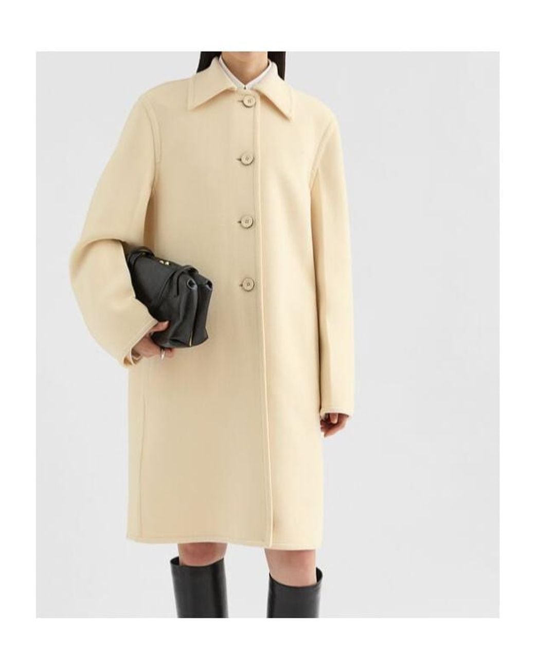 Jil Sander Natural Buttoned Mid-Length Coat