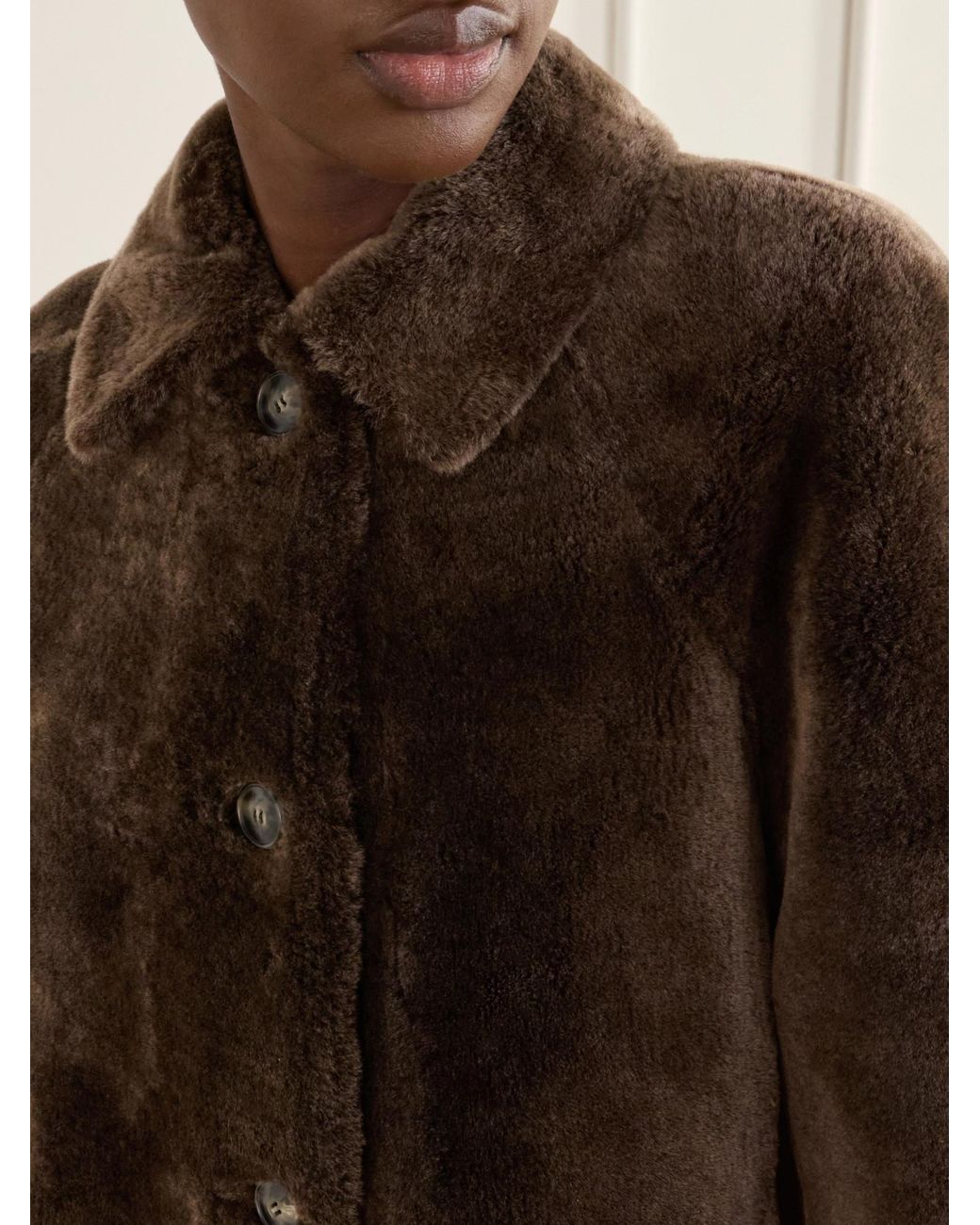 Yves Salomon Brown Shearling Coat
