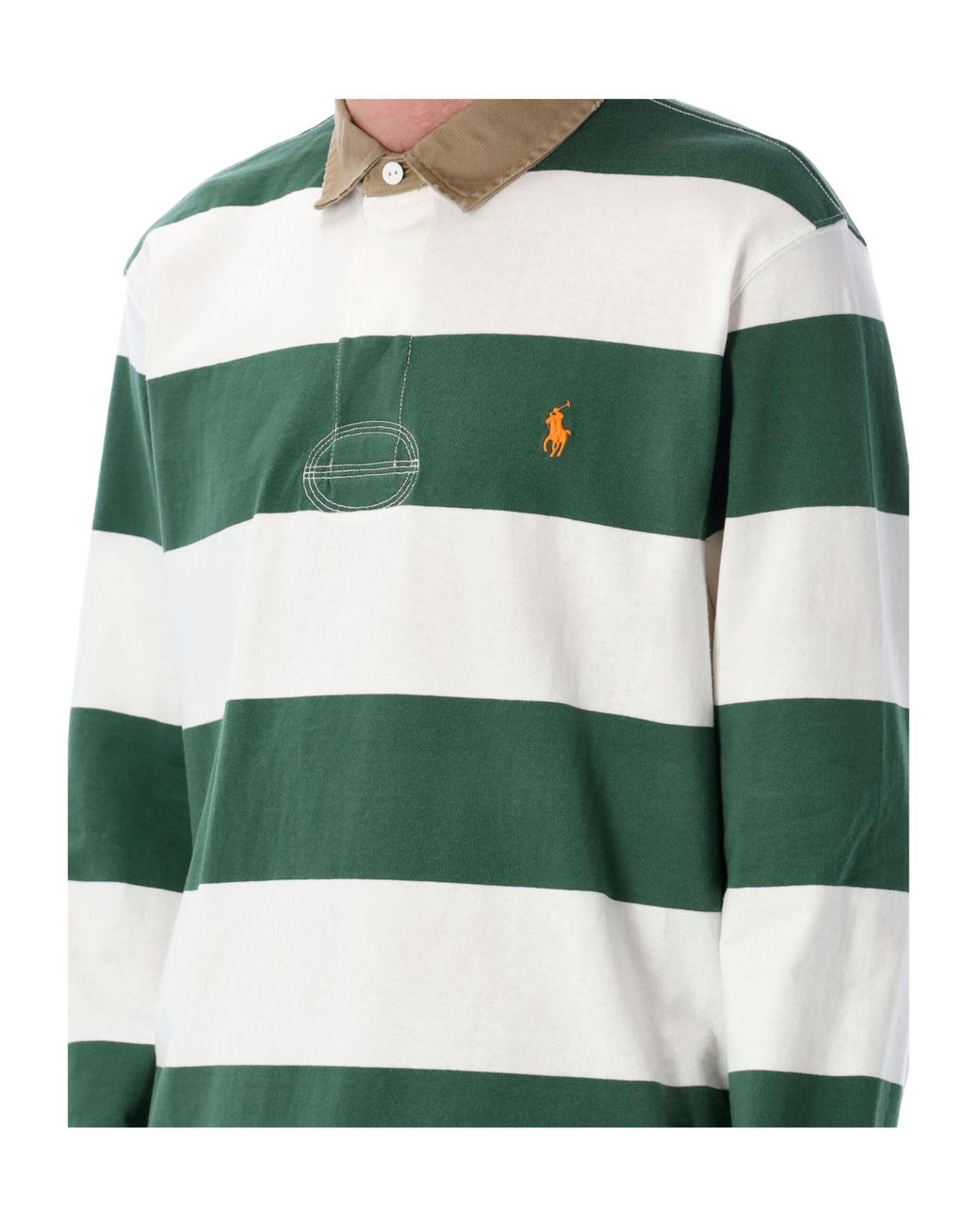 Polo Ralph Lauren Green Striped Long-Sleeve Polo Shirt for men