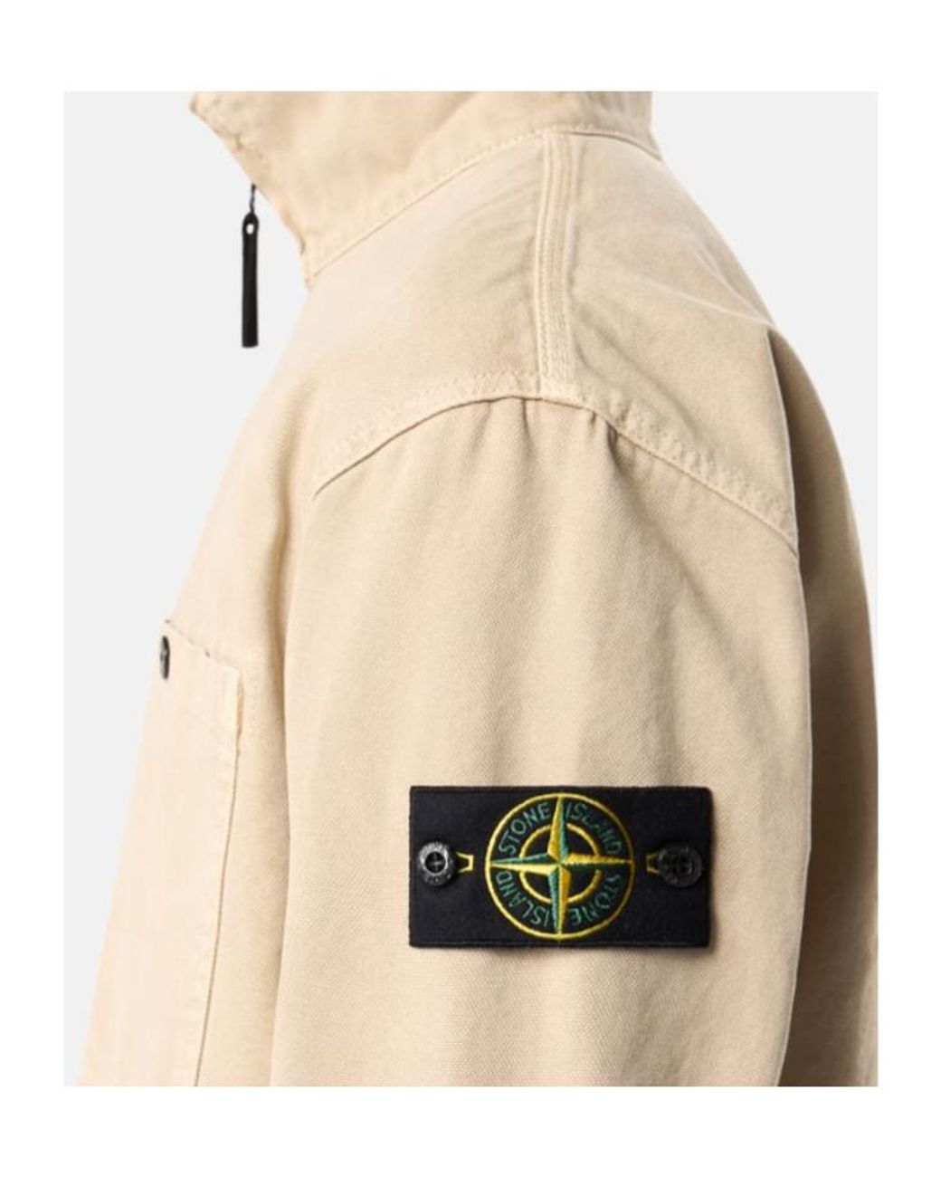 Stone Island Natural Logo Patch Zipped Overshirt for men