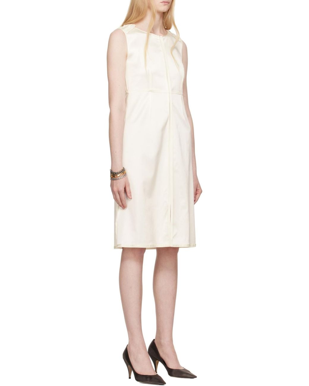 MM6 by Maison Margiela White Crewneck Sleeveless Midi Dress