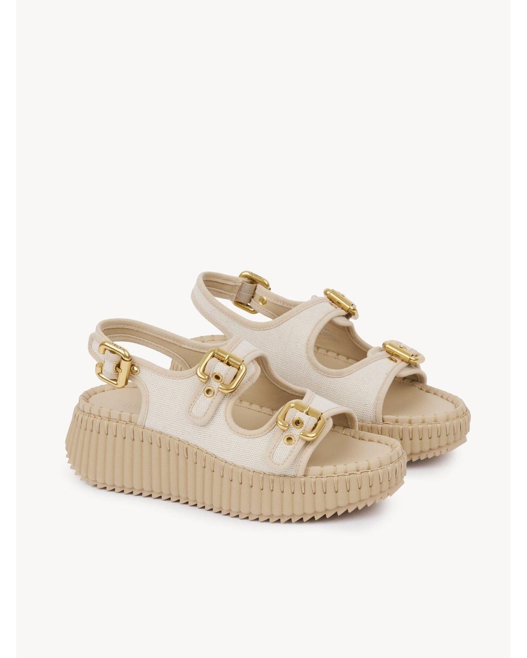 Chloé Natural Chloé Nama Buckled Platform Sandals