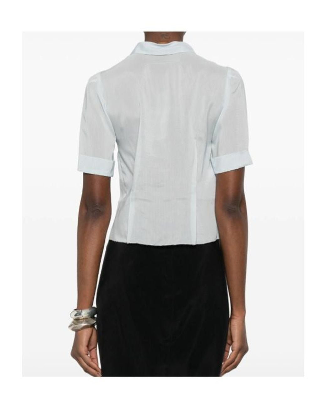 Maison Margiela White メゾン マルジェラ シアー プリーツ ボタンアップ トップ