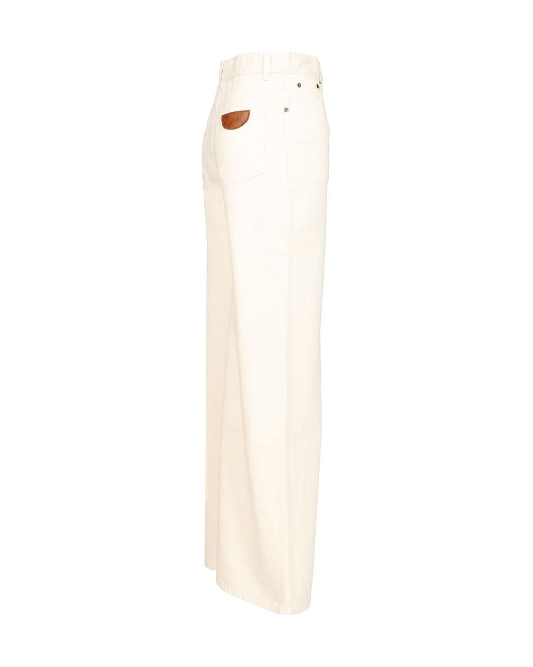 Chloé White Chloé Logo Patch Wide-Leg Jeans