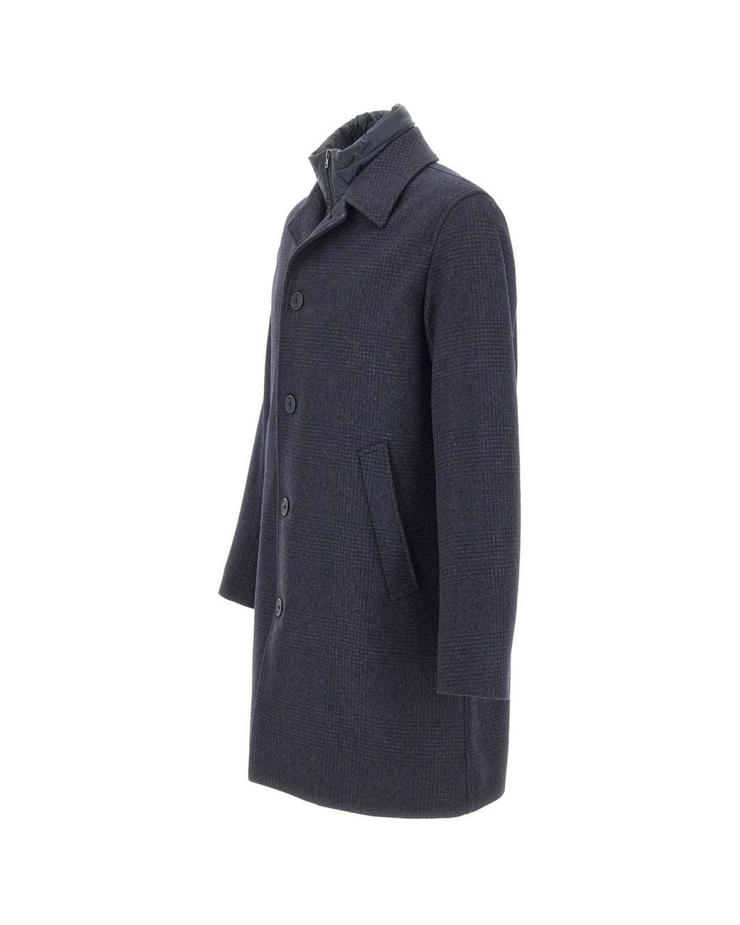 Herno Blue Checked Bib-Insert Coat for men