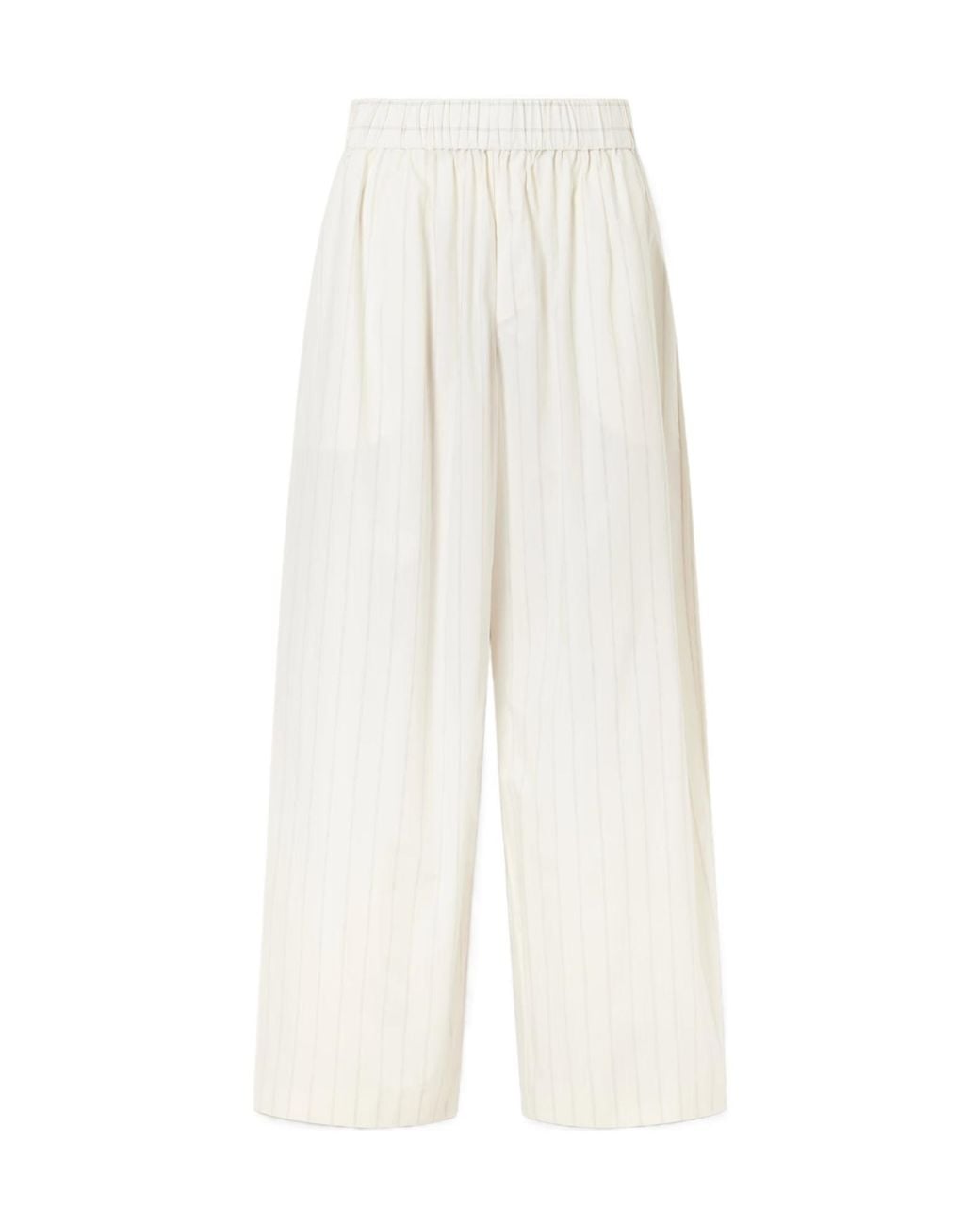 St. Agni White Striped Wide-Leg Casual Pants