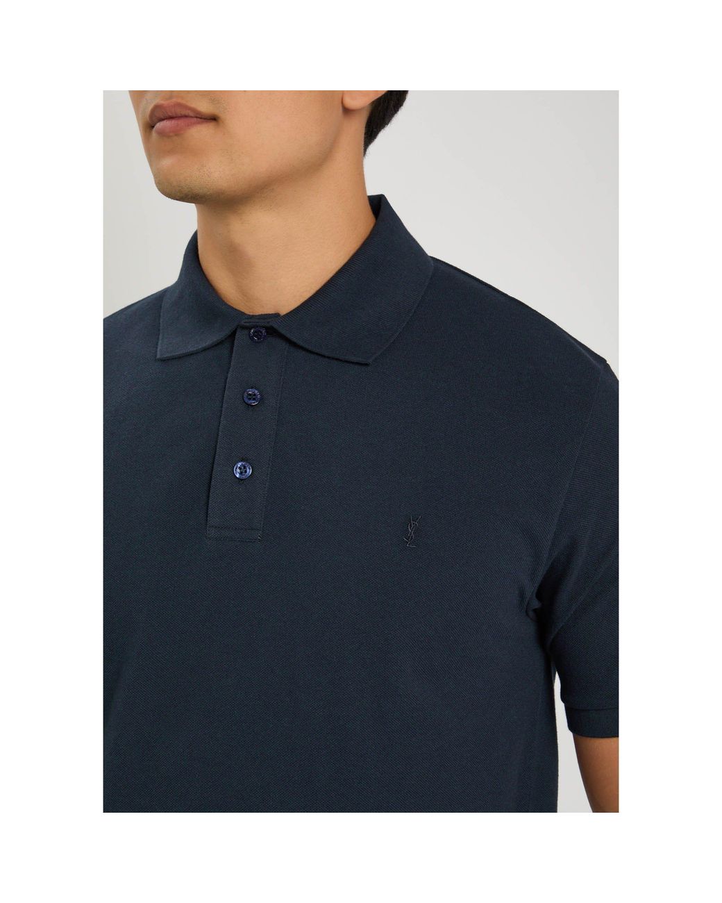 Saint Laurent Blue Simple Blended Polo Shirt for men