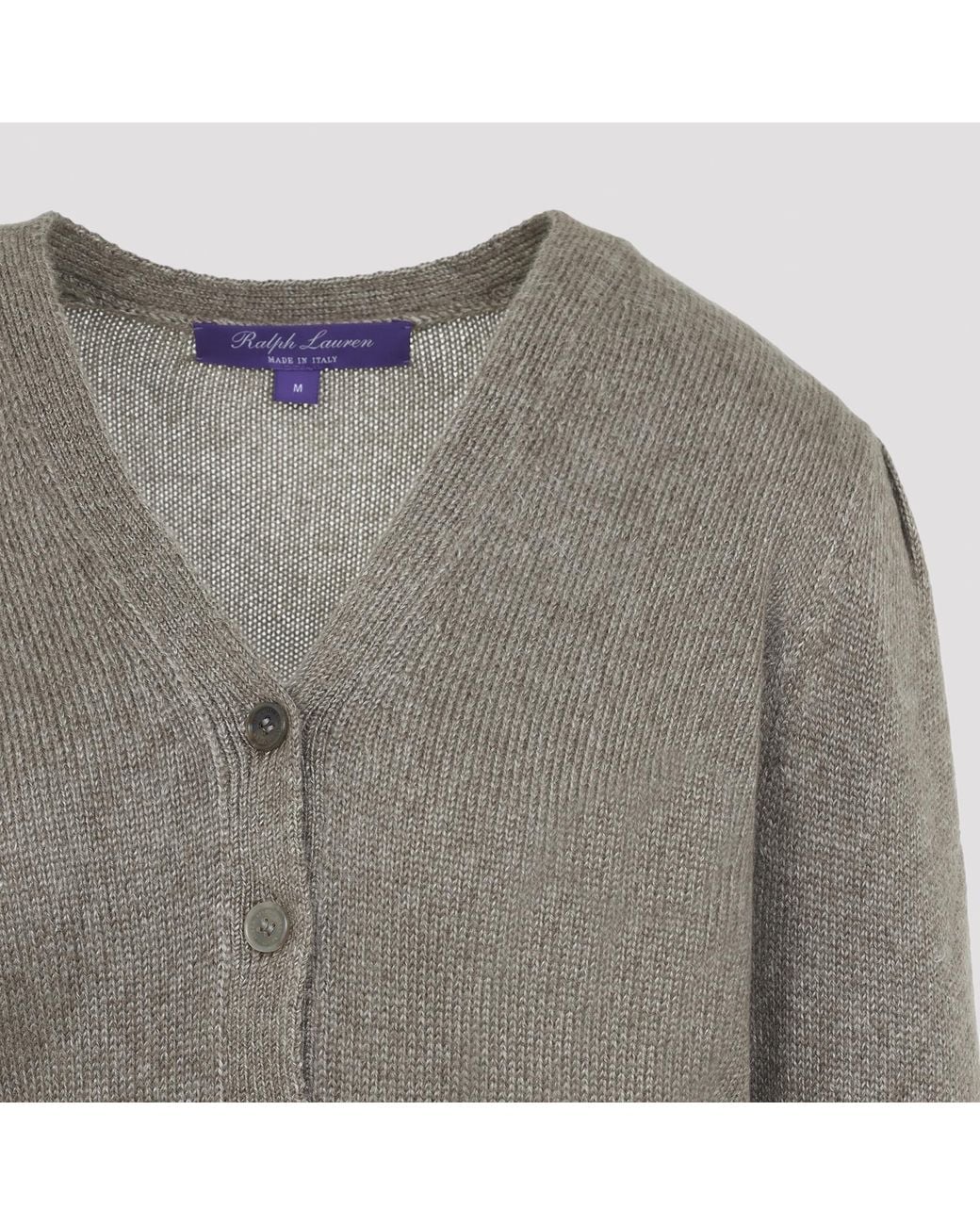 Ralph Lauren Gray Cropped V-Neck Cardigan