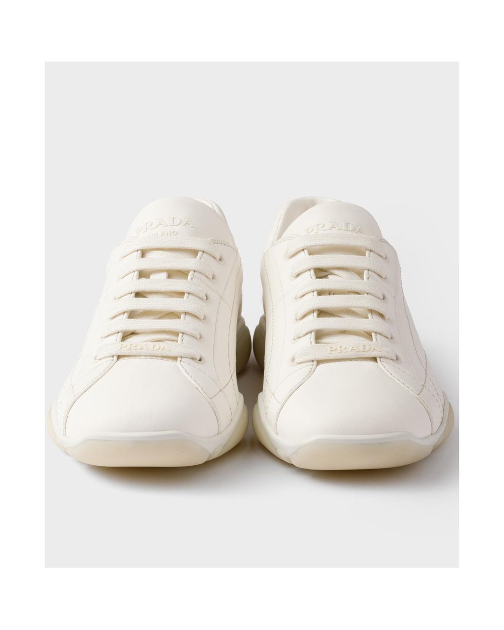 Prada White Nappa Leather Sneakers for men