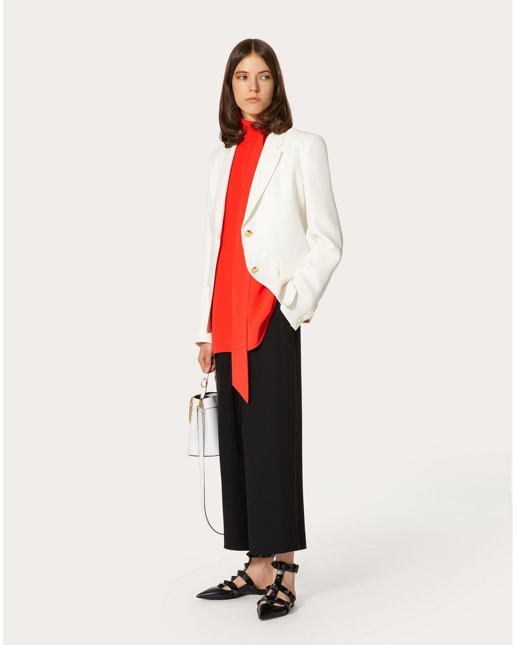 Valentino Black Tied-Waist Wide-Leg Trousers