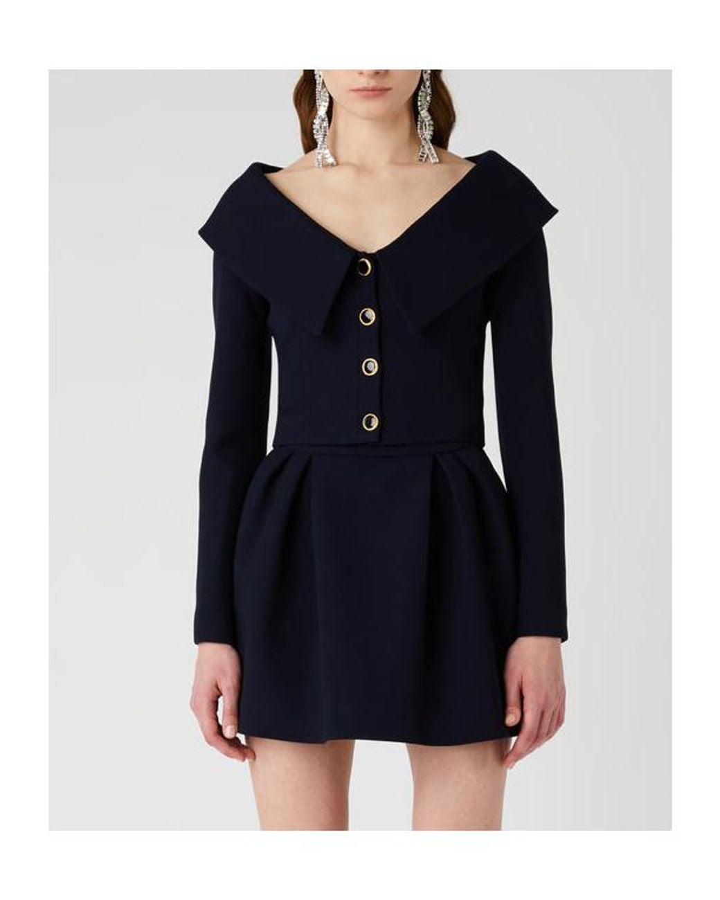Alessandra Rich Blue Off-Shoulder Tailored Blazer
