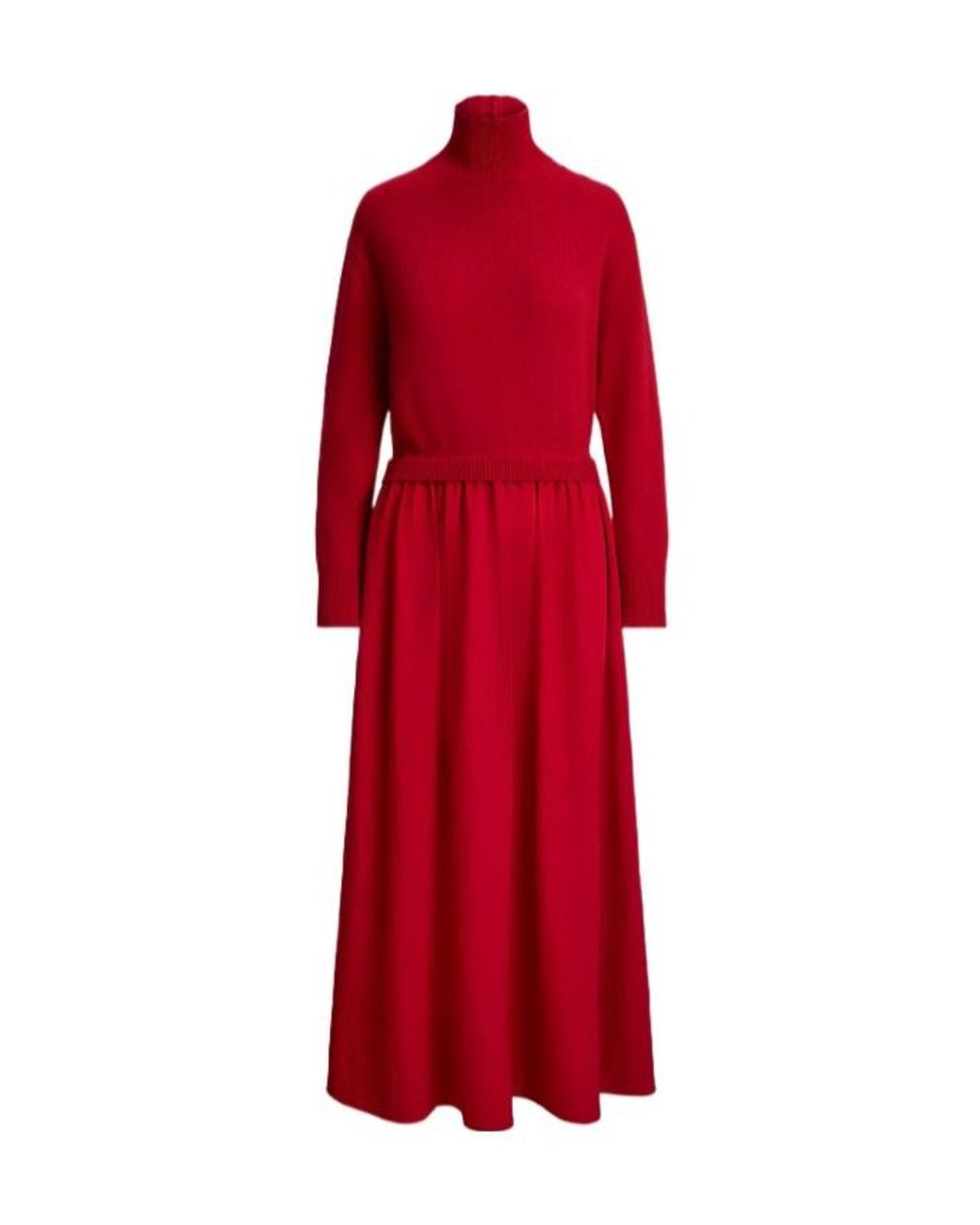 Polo Ralph Lauren Red Knitted High Neck Dress