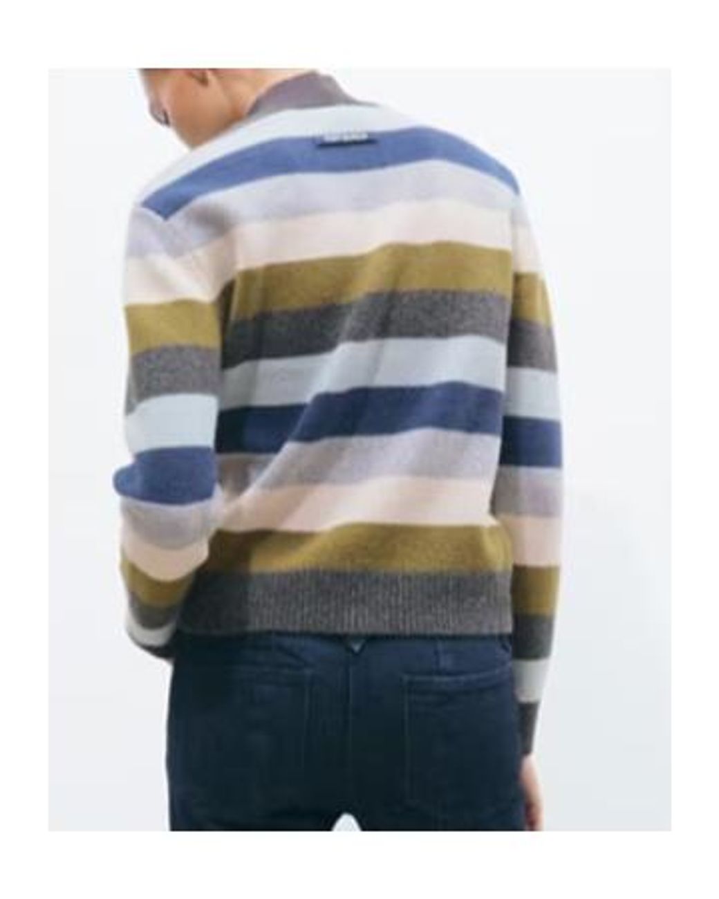 Tory Burch Blue Turtleneck Striped Knit Jumper